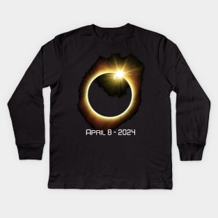 April 8 2024 totality Sun Eclipse Kids Long Sleeve T-Shirt